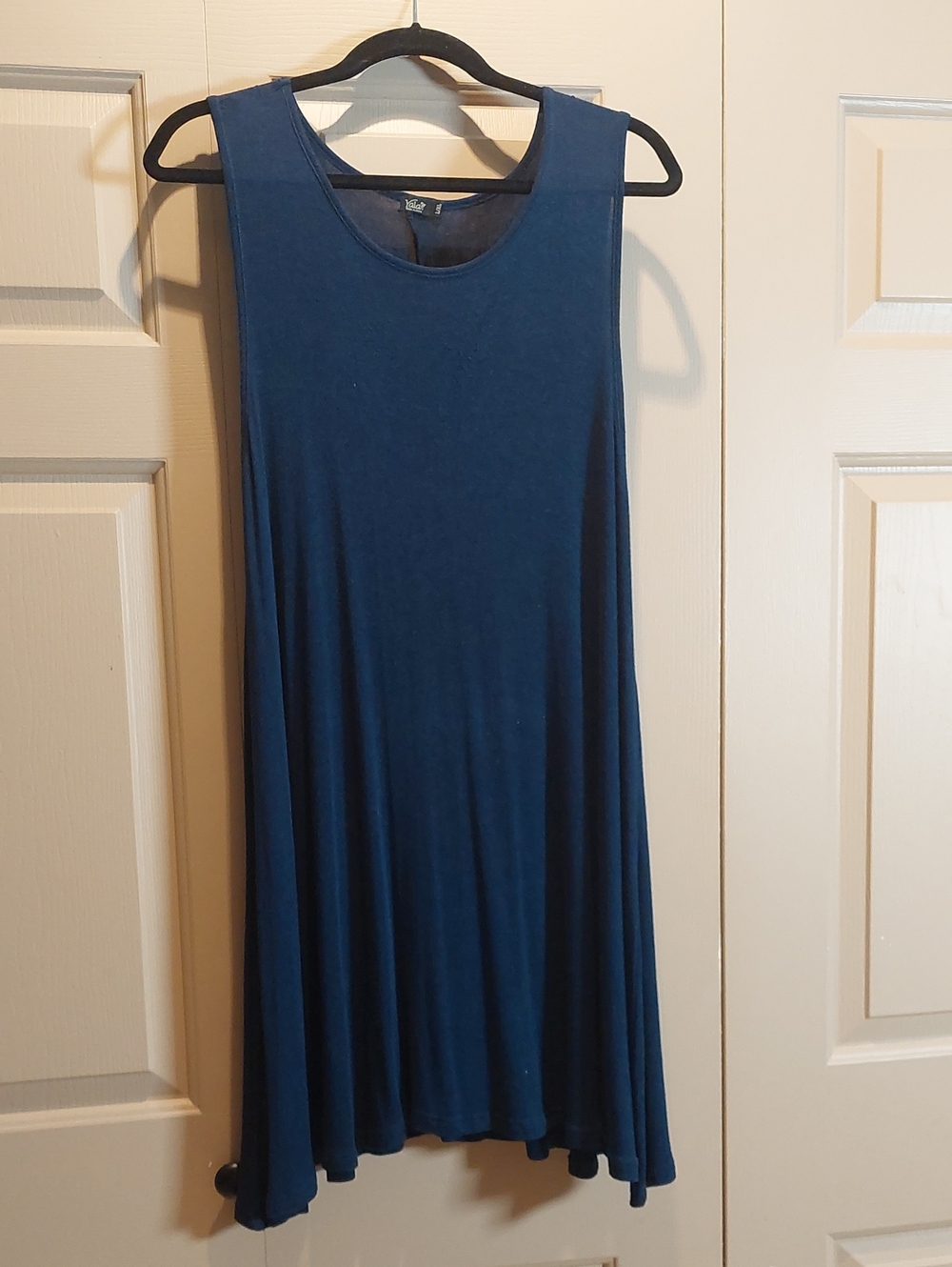 Yala Navy Sleeveless Midi Swing Dress